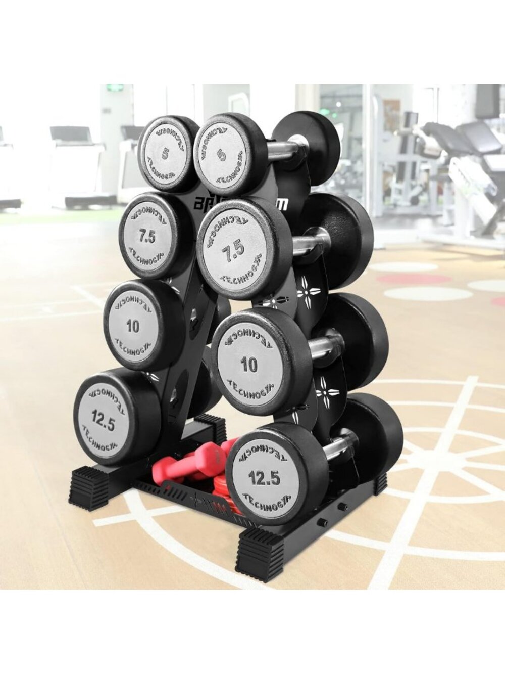 Compact 4-Tier Dumbbell Rack Stand, Heavy-Duty Steel, Supports 570lbs